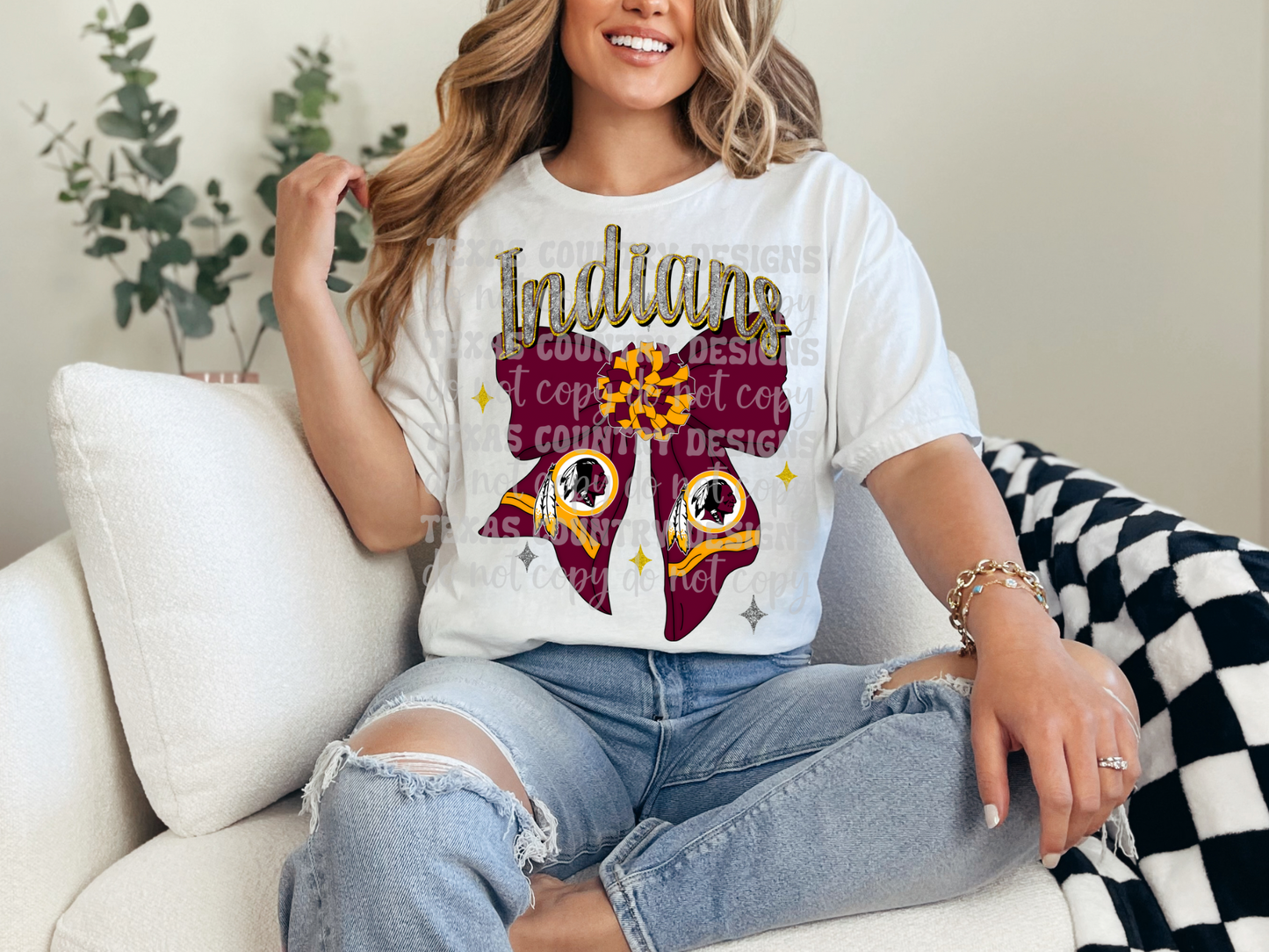 Harlandale Indians Cheer Ribbon Bow