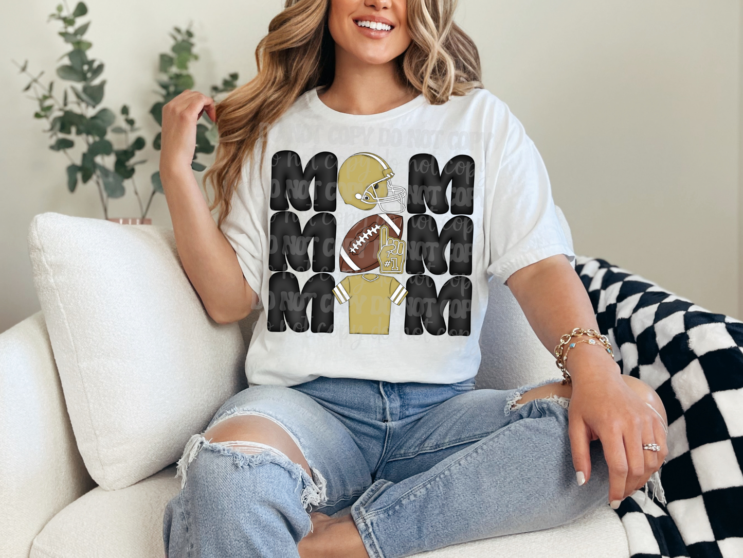Stacked Football Mom Gold