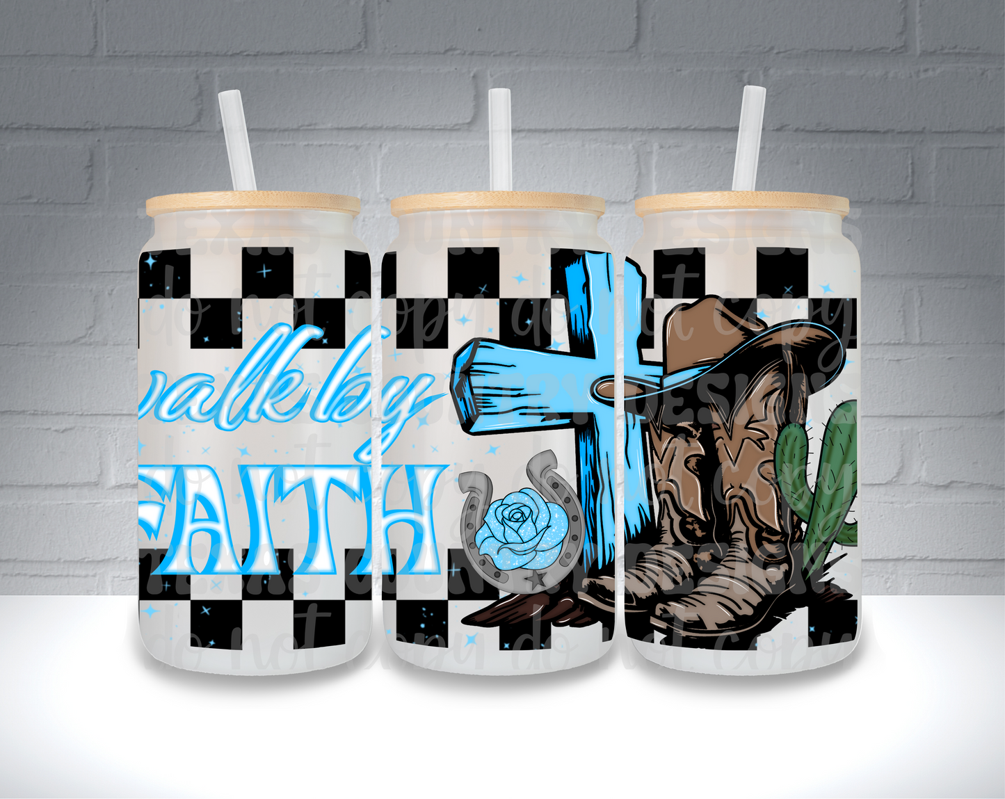 Walk By Faith 16OZ Blue
