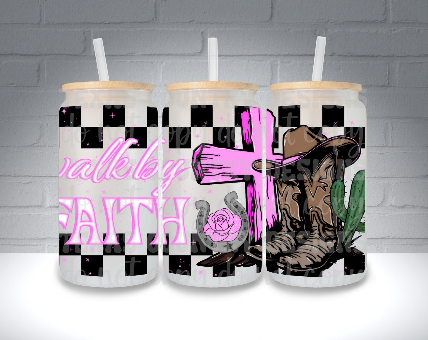Walk By Faith 16OZ Pink