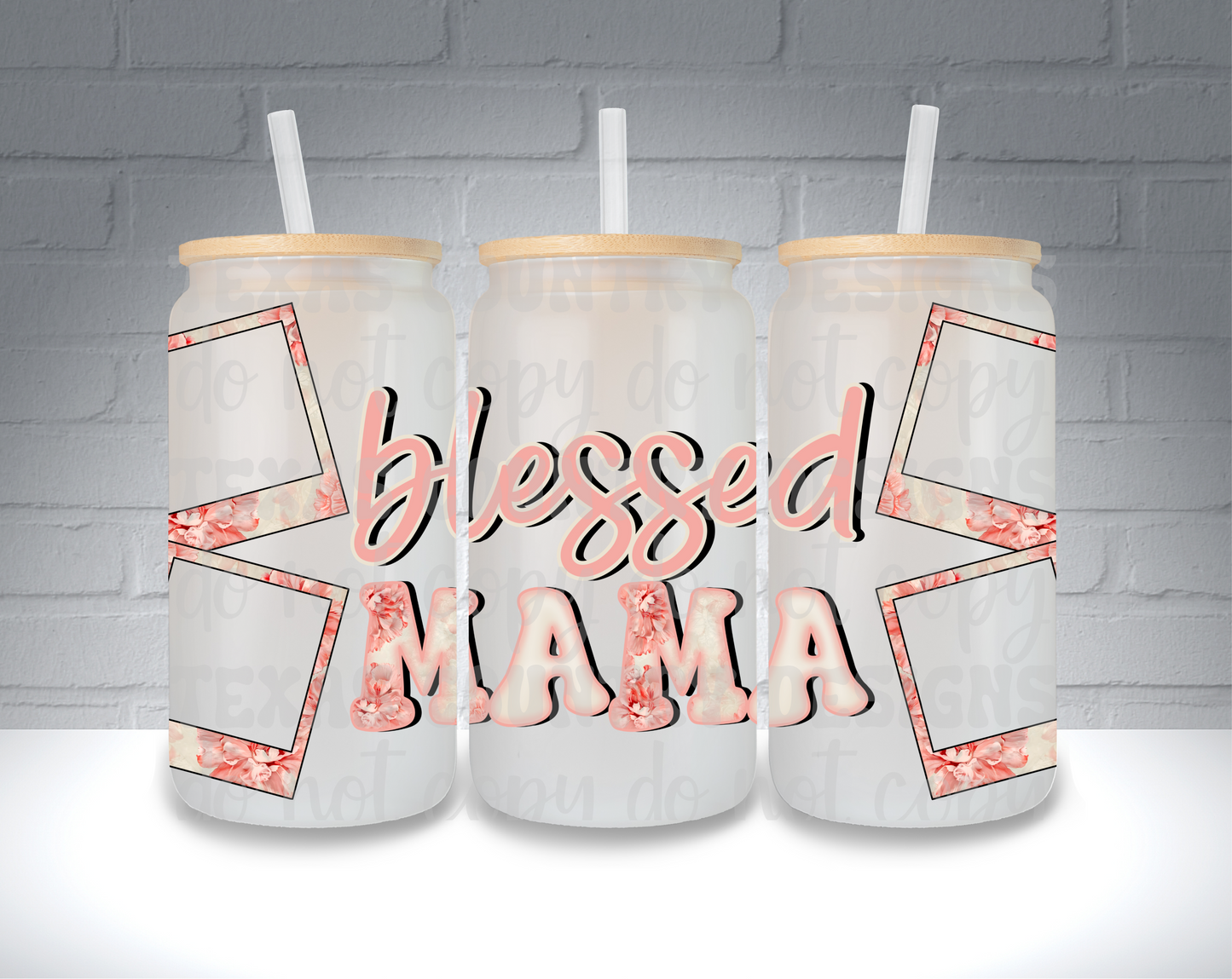 Blessed Mama Polaroid Pink 16OZ