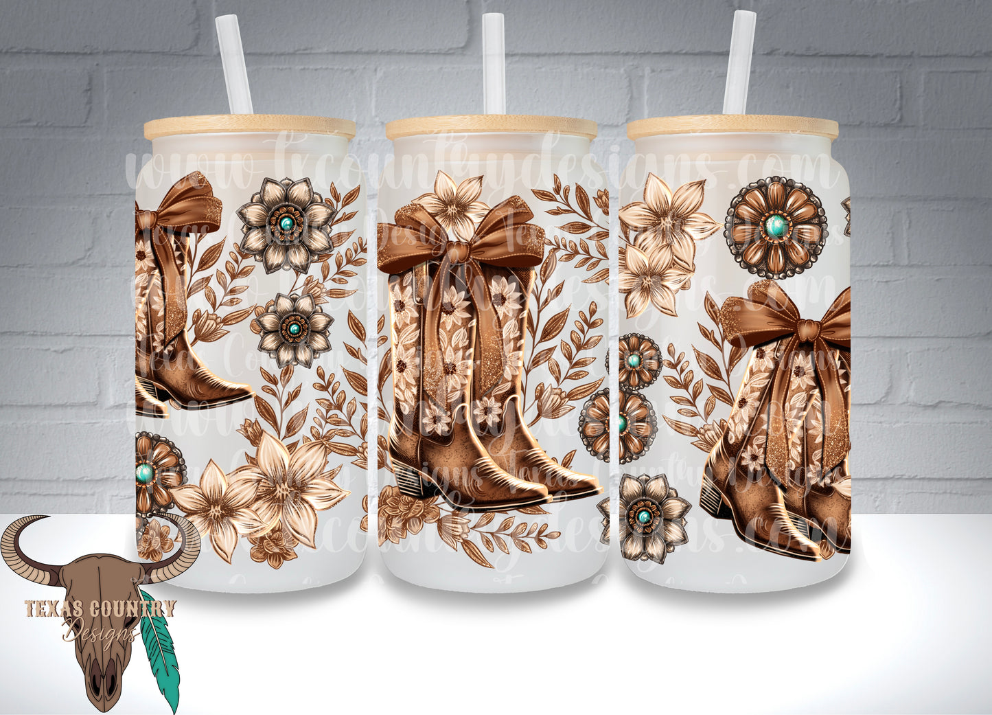 Floral Cowgirl Boots 16OZ Tumbler