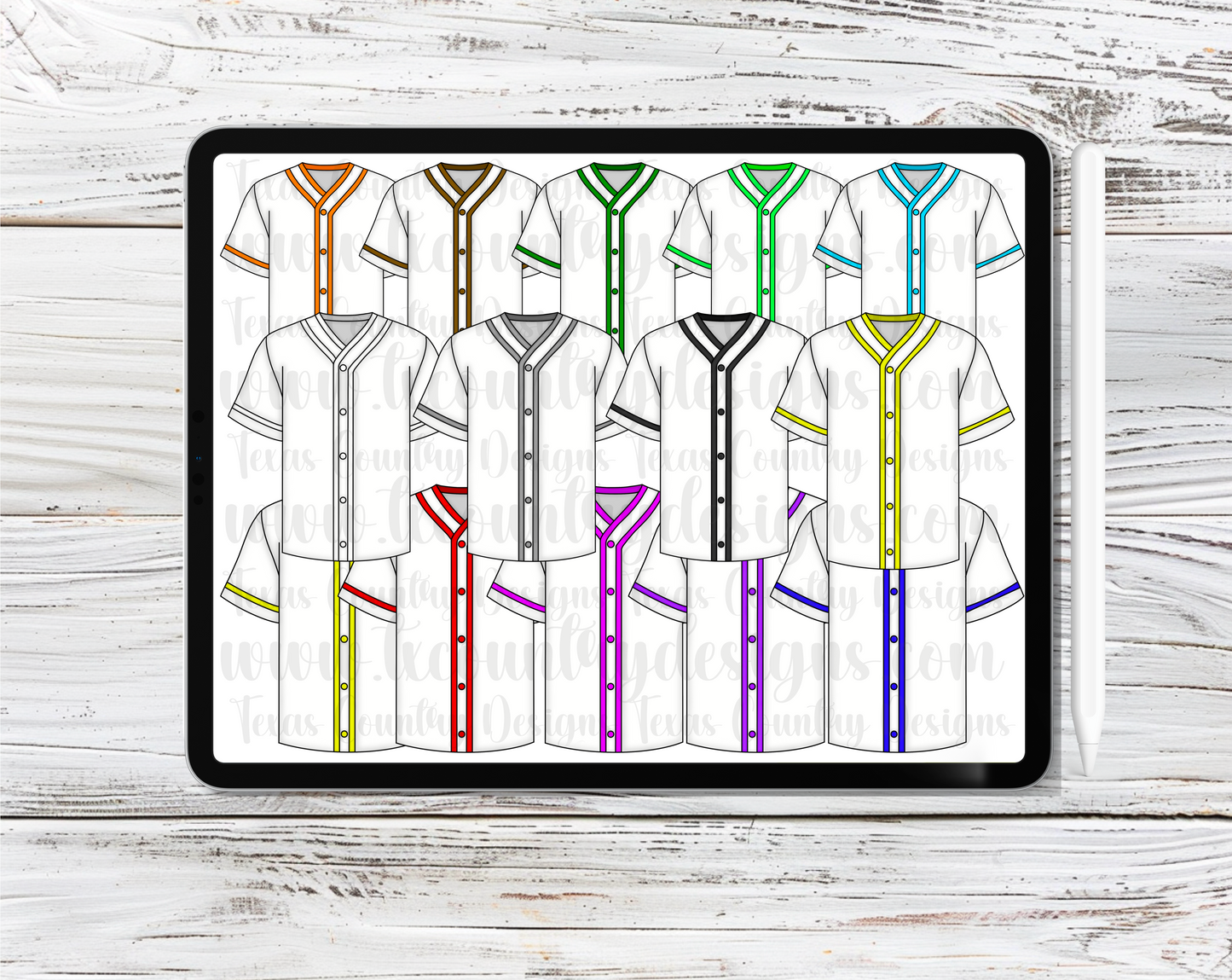 Baseball Jersey’s Clipart Set