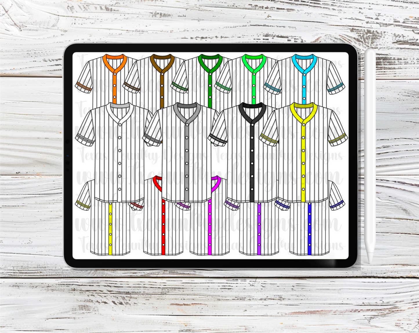 Baseball Striped Jersey’s Clipart Set