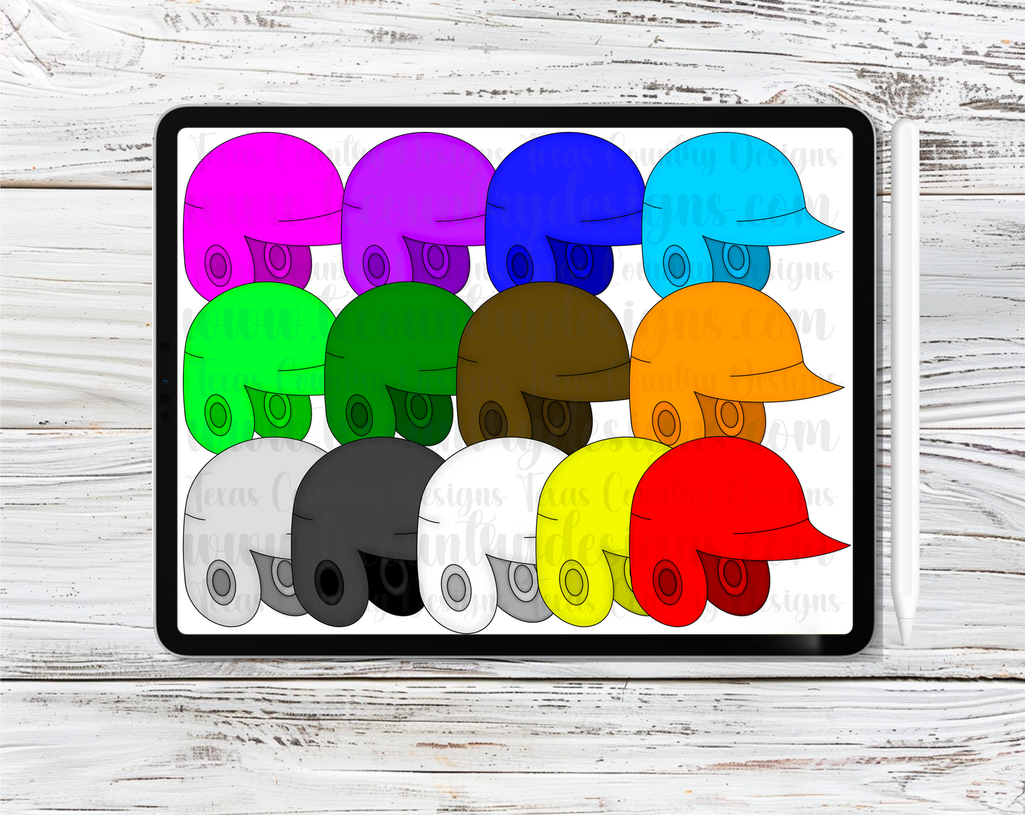 Baseball Helmets Clipart Set