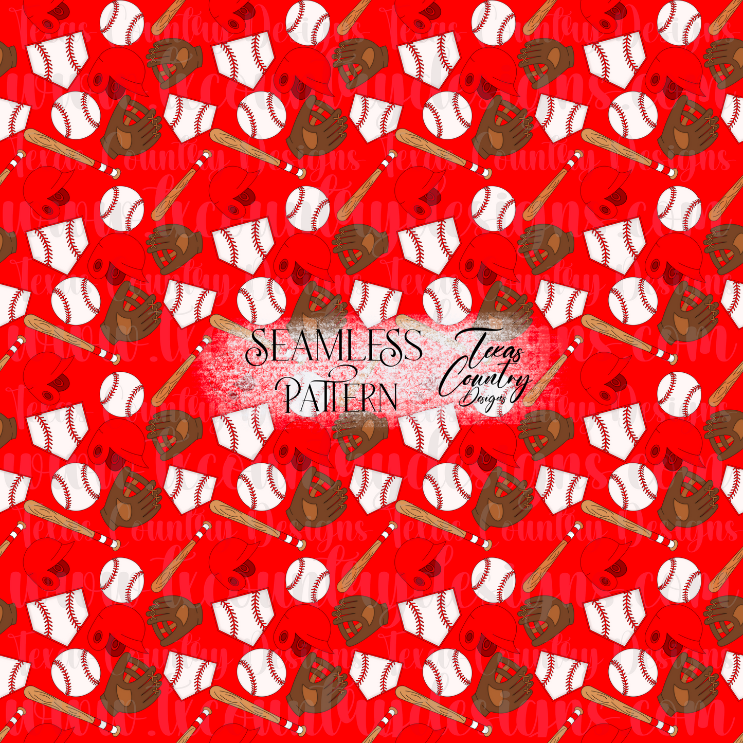 Baseball Seamless Red
