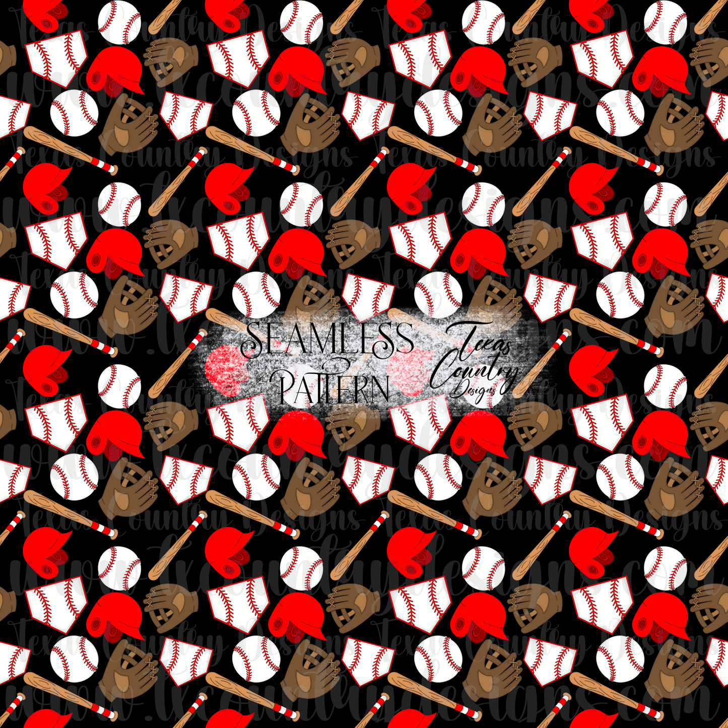 Baseball Seamless Black