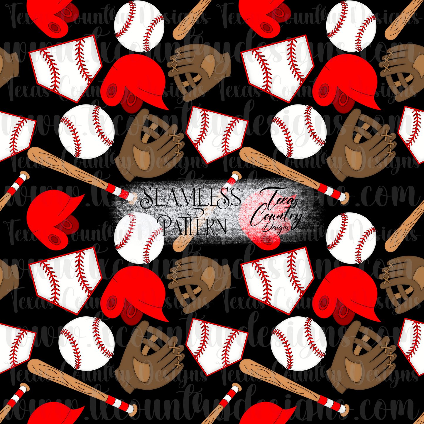 Baseball Seamless Black