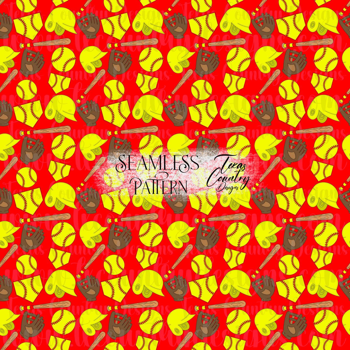 Softball Seamless Red