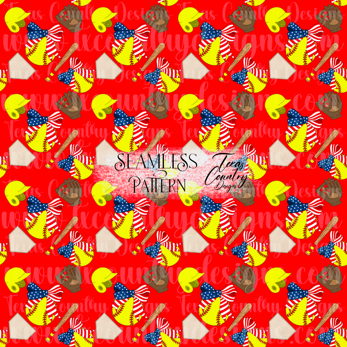 American Softball Seamless Red