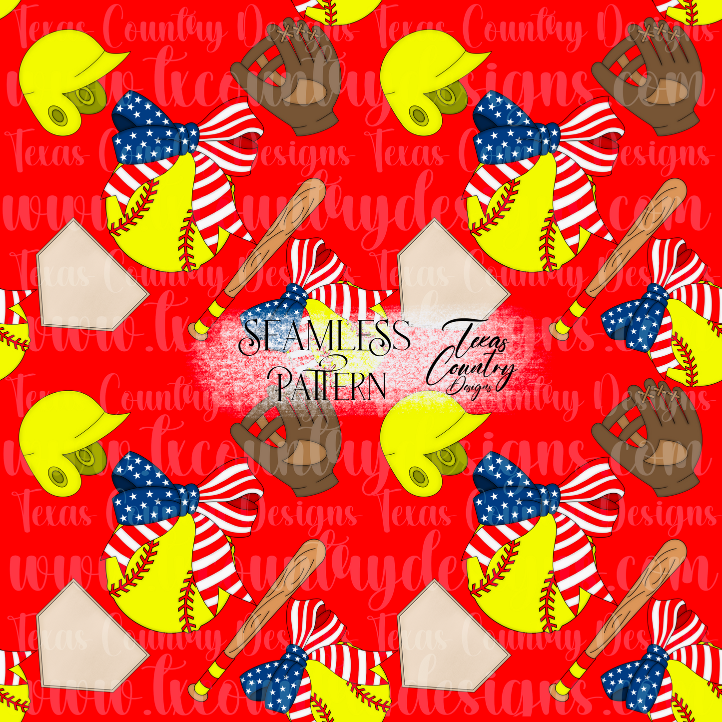 American Softball Seamless Red