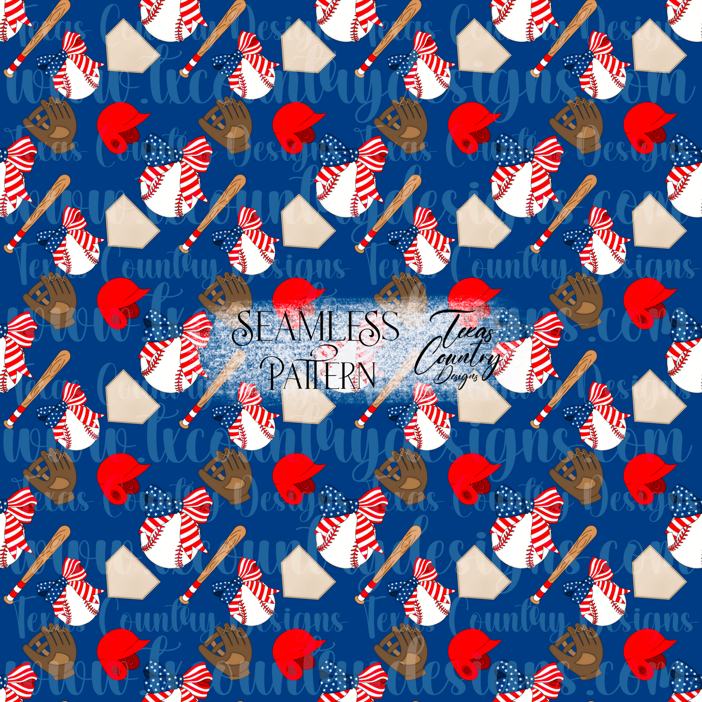 American Baseball Seamless Blue