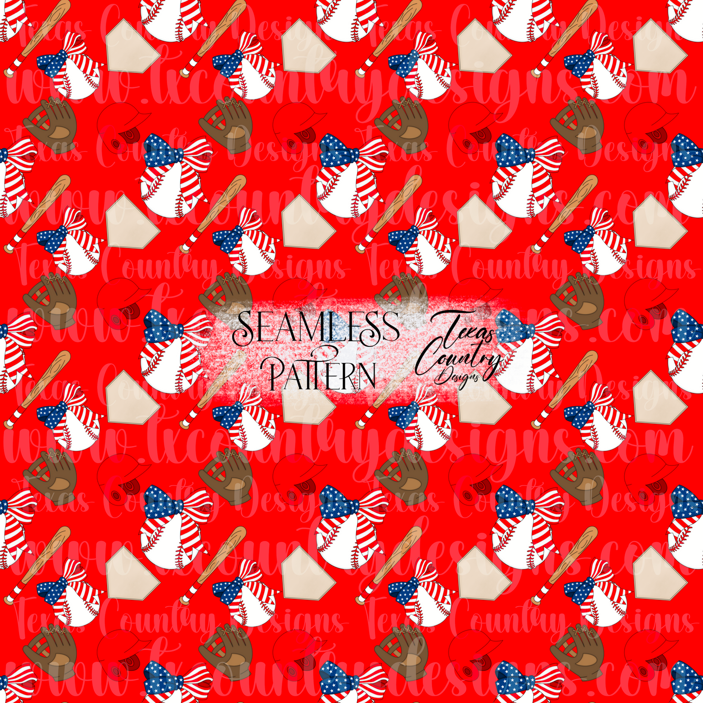 American Baseball Seamless Red