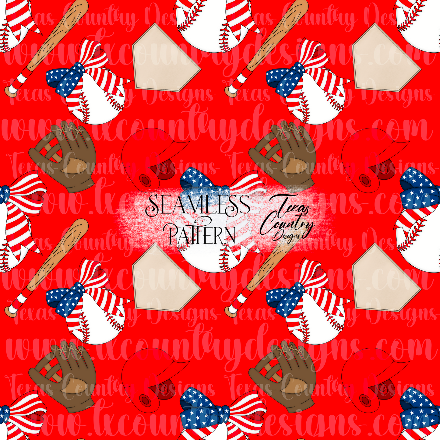 American Baseball Seamless Red