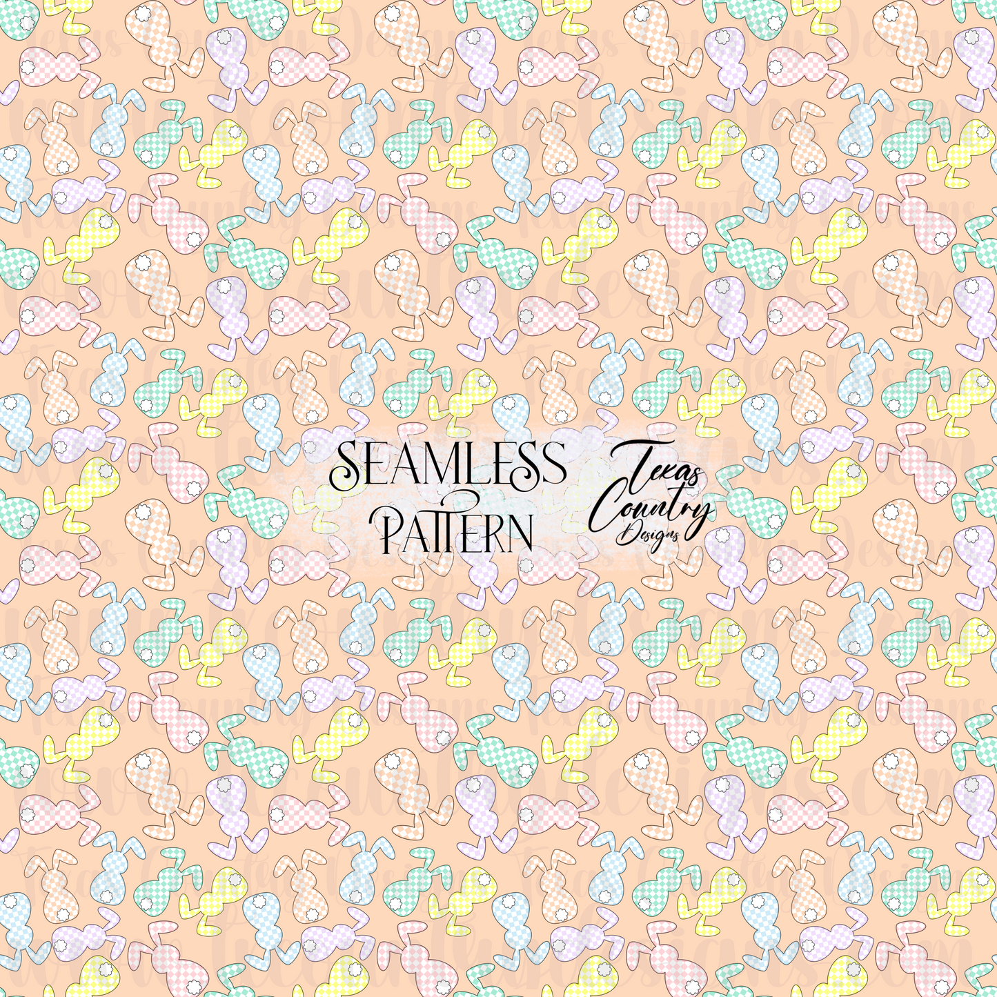 Pastel Checkered Bunny Seamless Orange
