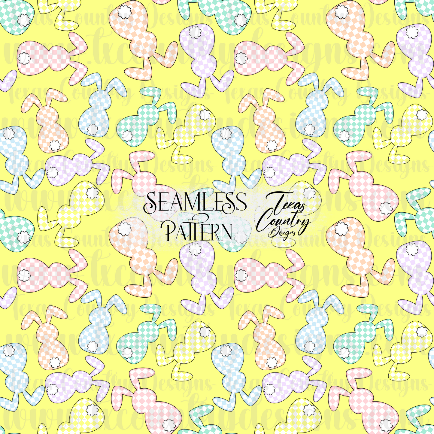 Pastel Checkered Bunny Seamless Yellow