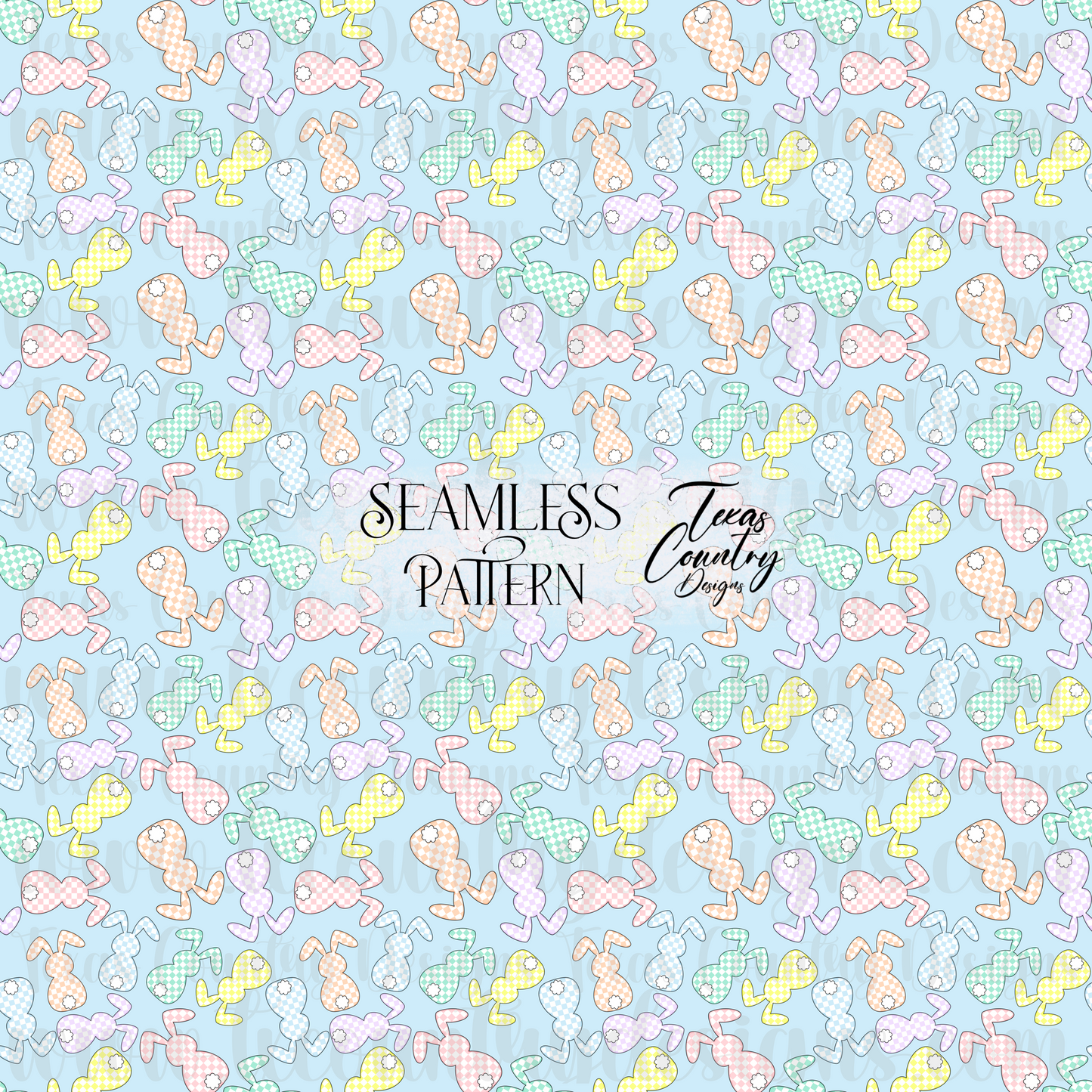 Pastel Checkered Bunny Seamless Blue