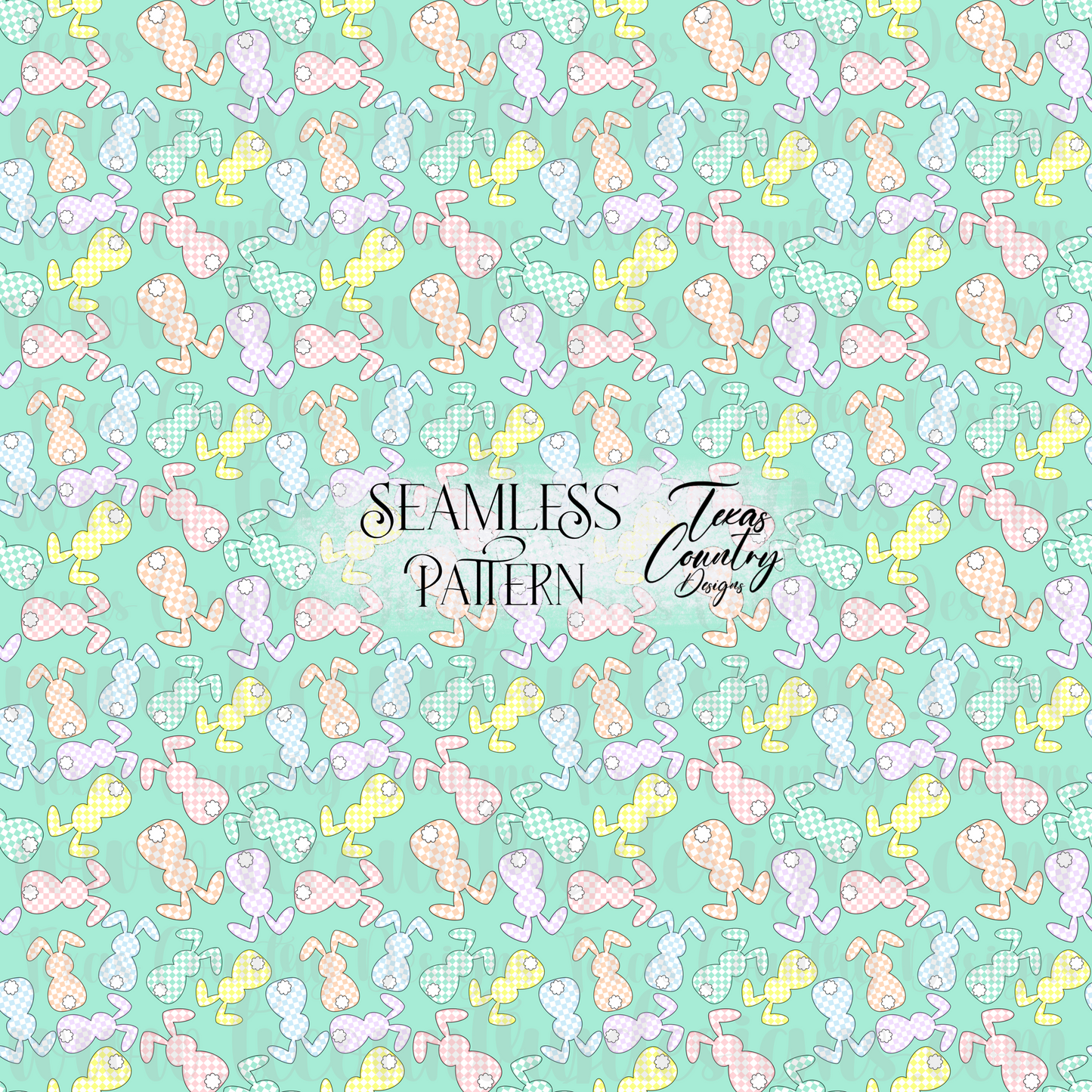 Pastel Checkered Bunny Seamless Green