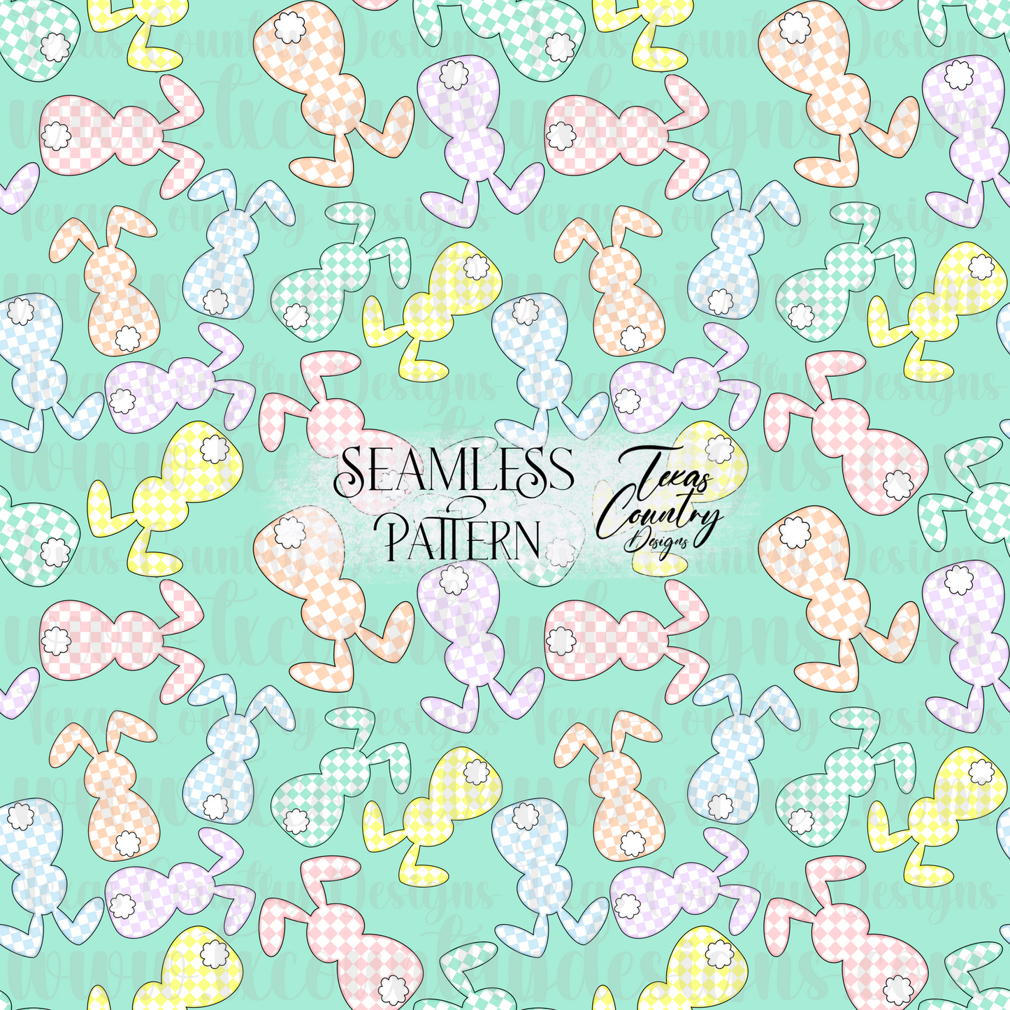 Pastel Checkered Bunny Seamless Green