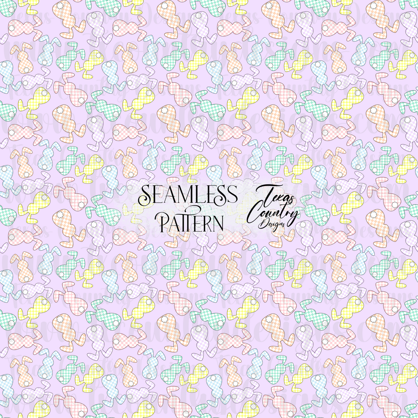 Pastel Checkered Bunny Seamless Purple