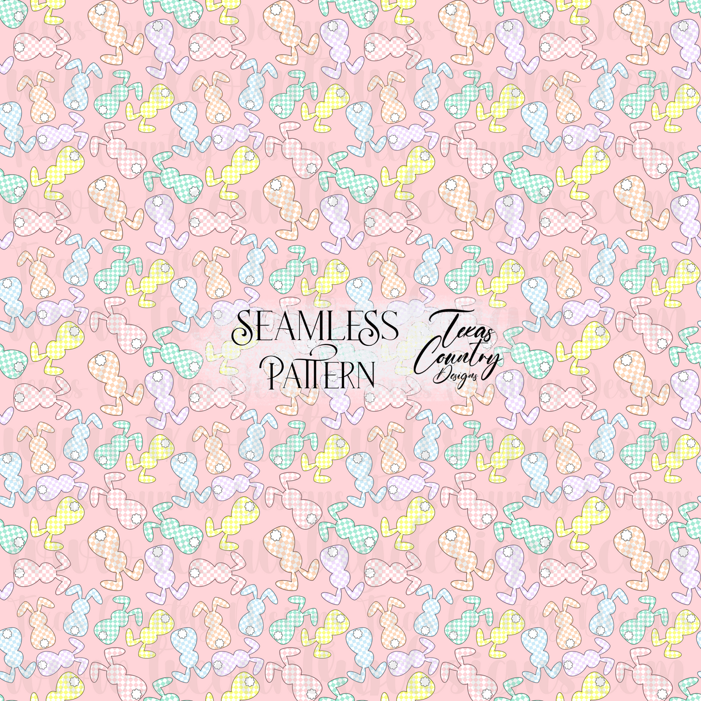 Pastel Checkered Bunny Seamless Pink