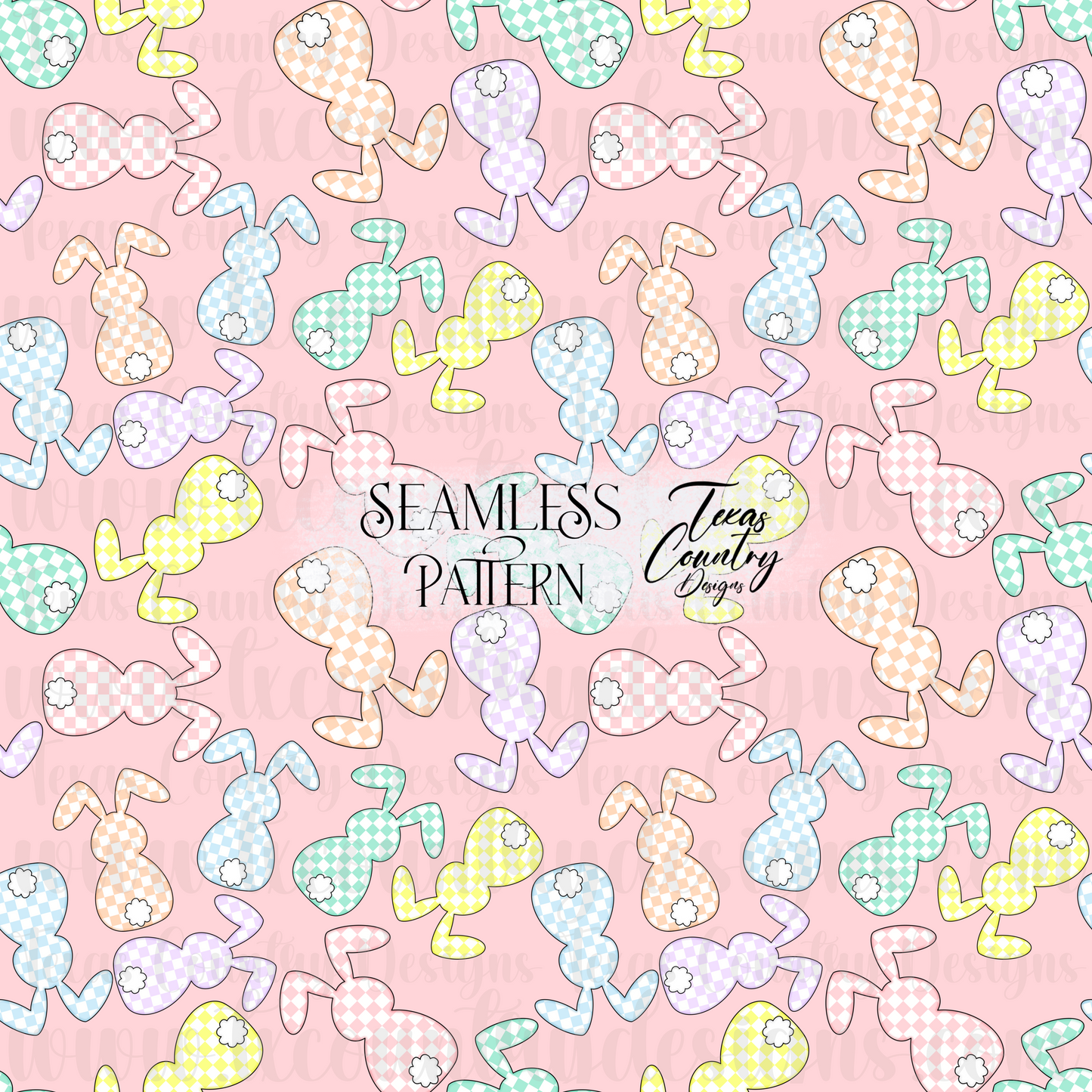 Pastel Checkered Bunny Seamless Pink