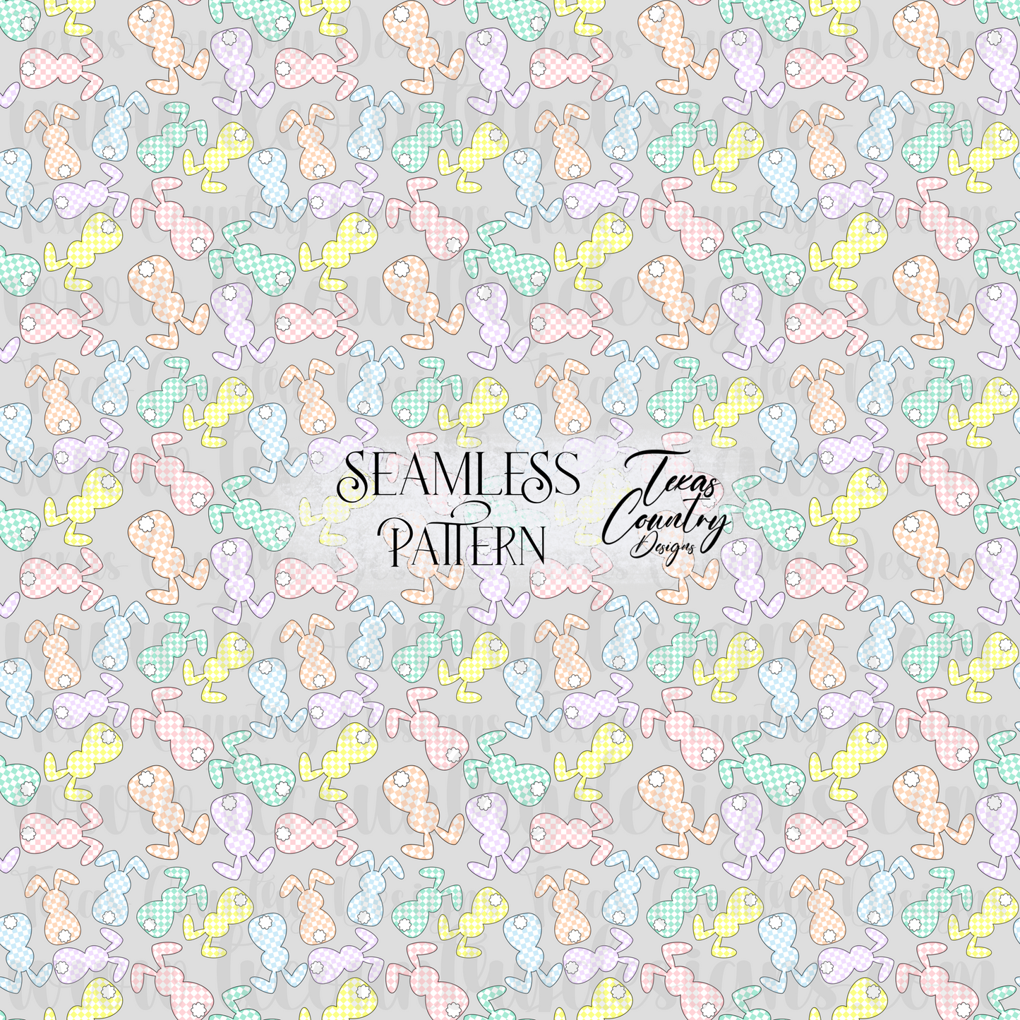 Pastel Checkered Bunny Seamless Gray