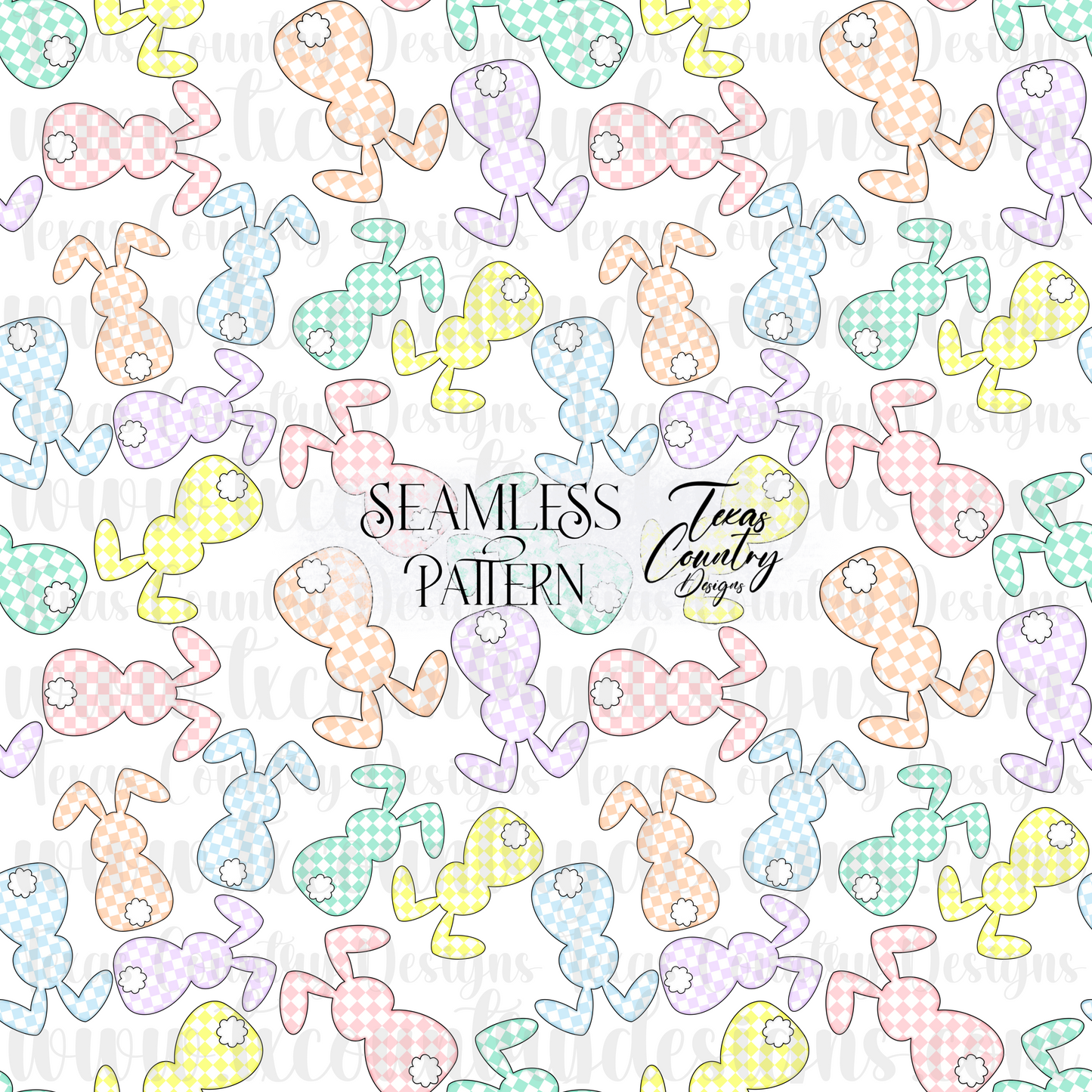 Pastel Checkered Bunny Seamless White