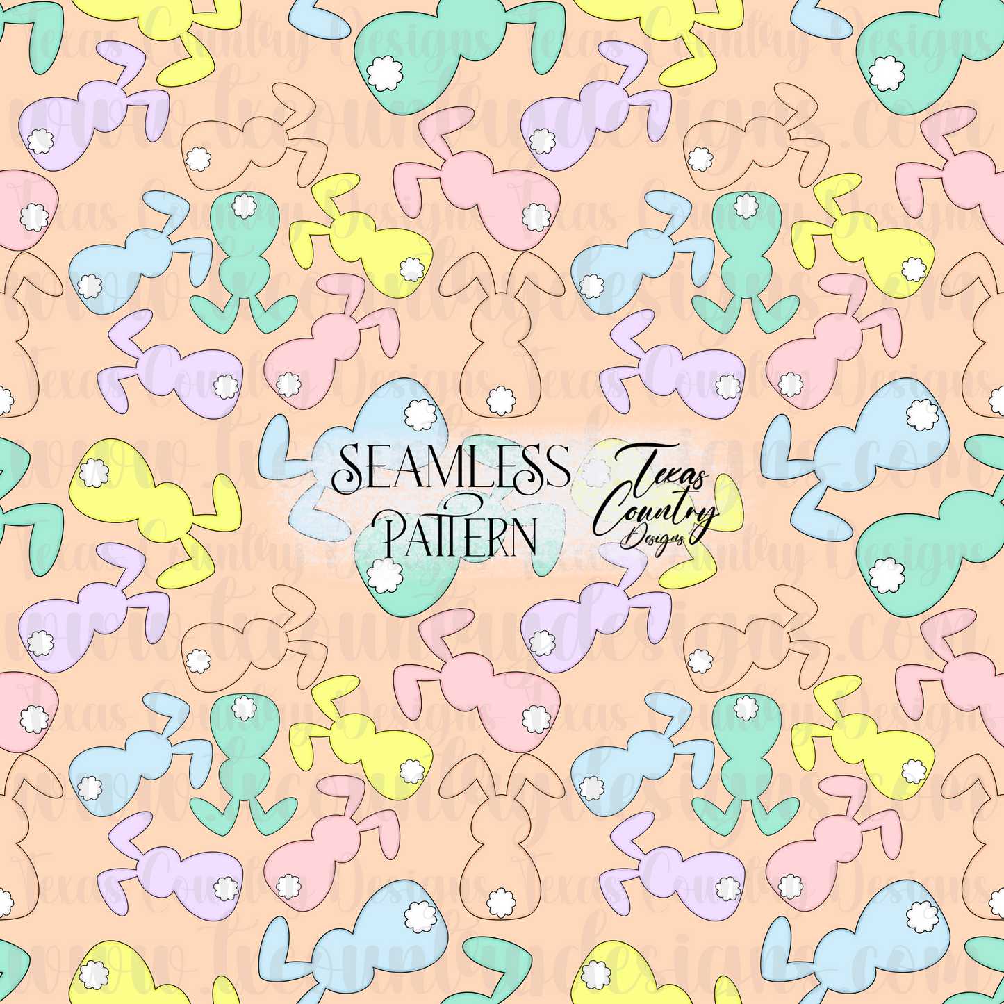 Pastel Bunny Seamless Orange