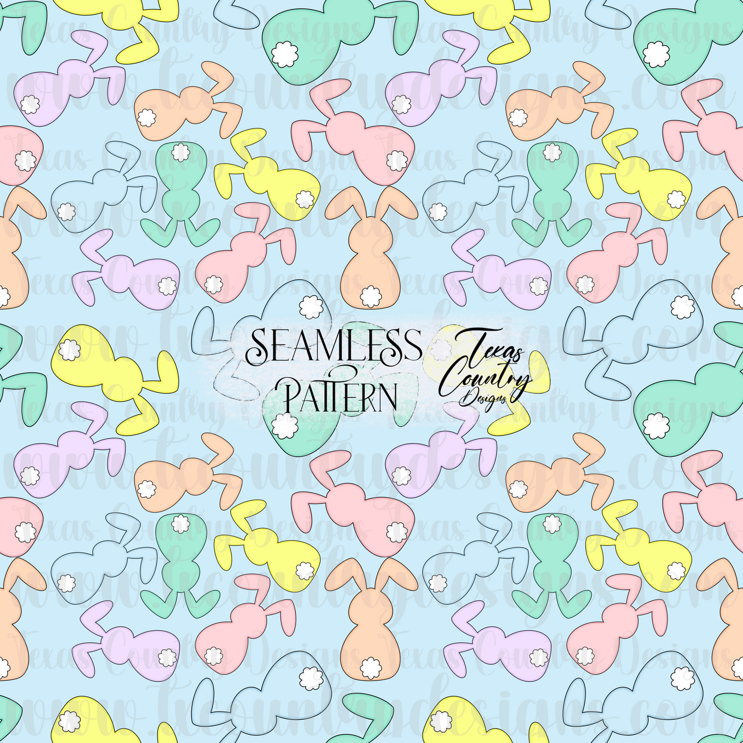 Pastel Bunny Seamless Blue