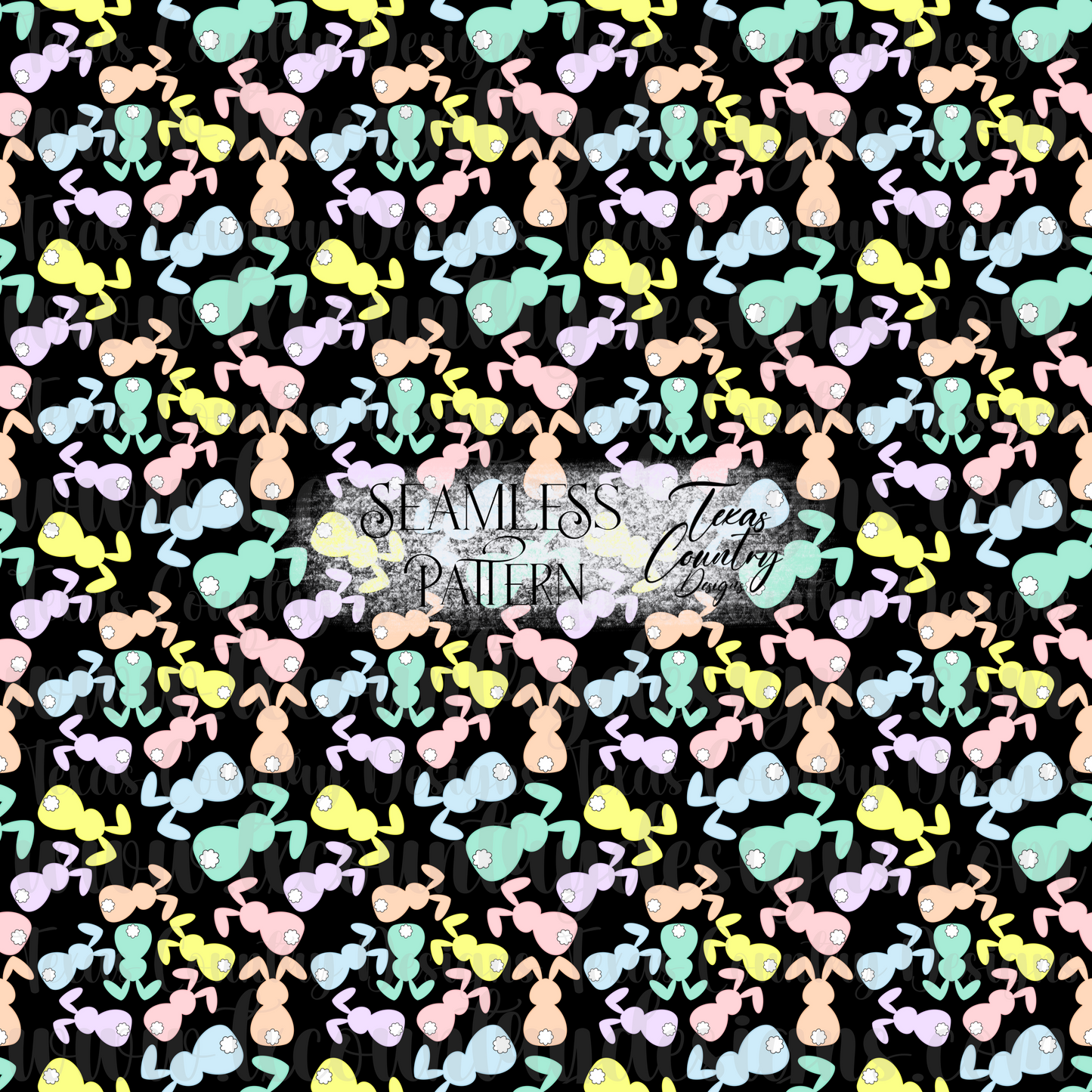 Pastel Bunny Seamless Black