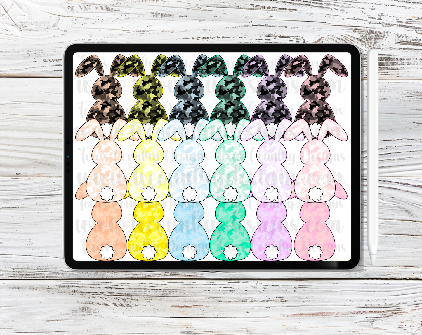 Camo Easter Bunny’s Clipart Set
