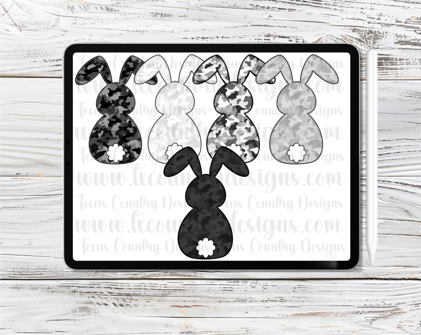 Camo Easter Bunny’s Clipart Set
