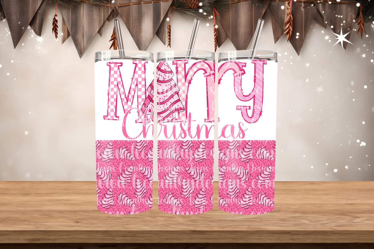 Pink Cake Merry Christmas Set