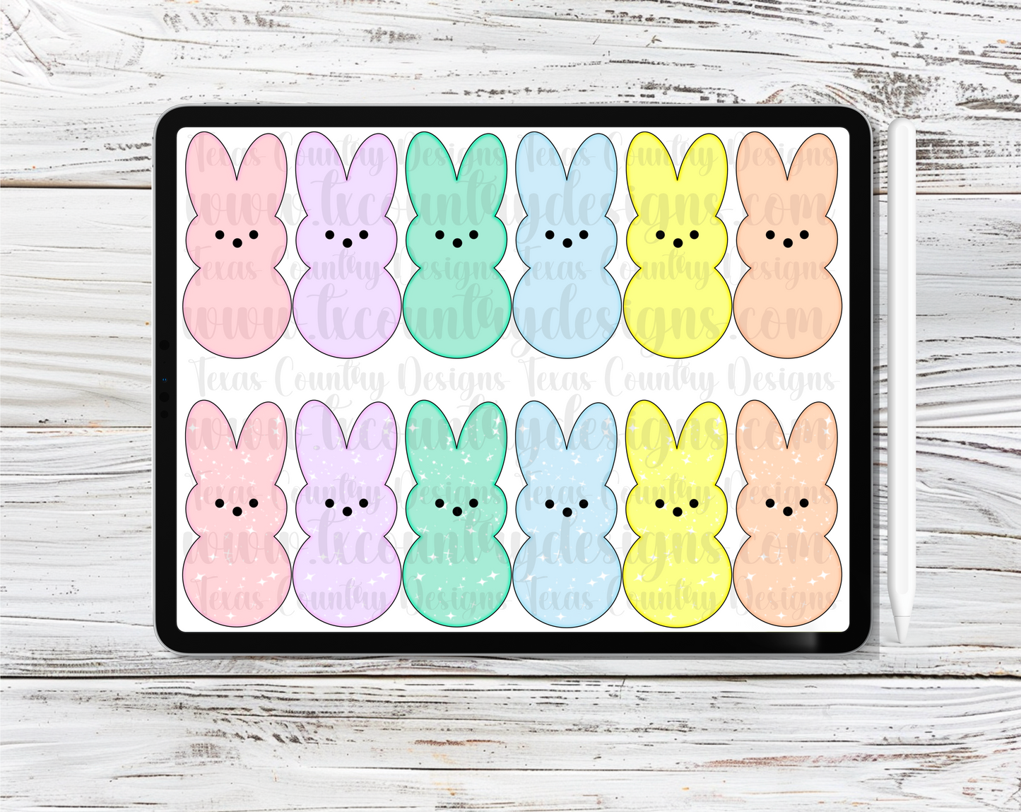 Easter Bunny Peeps Pastel & Stars Clipart Set