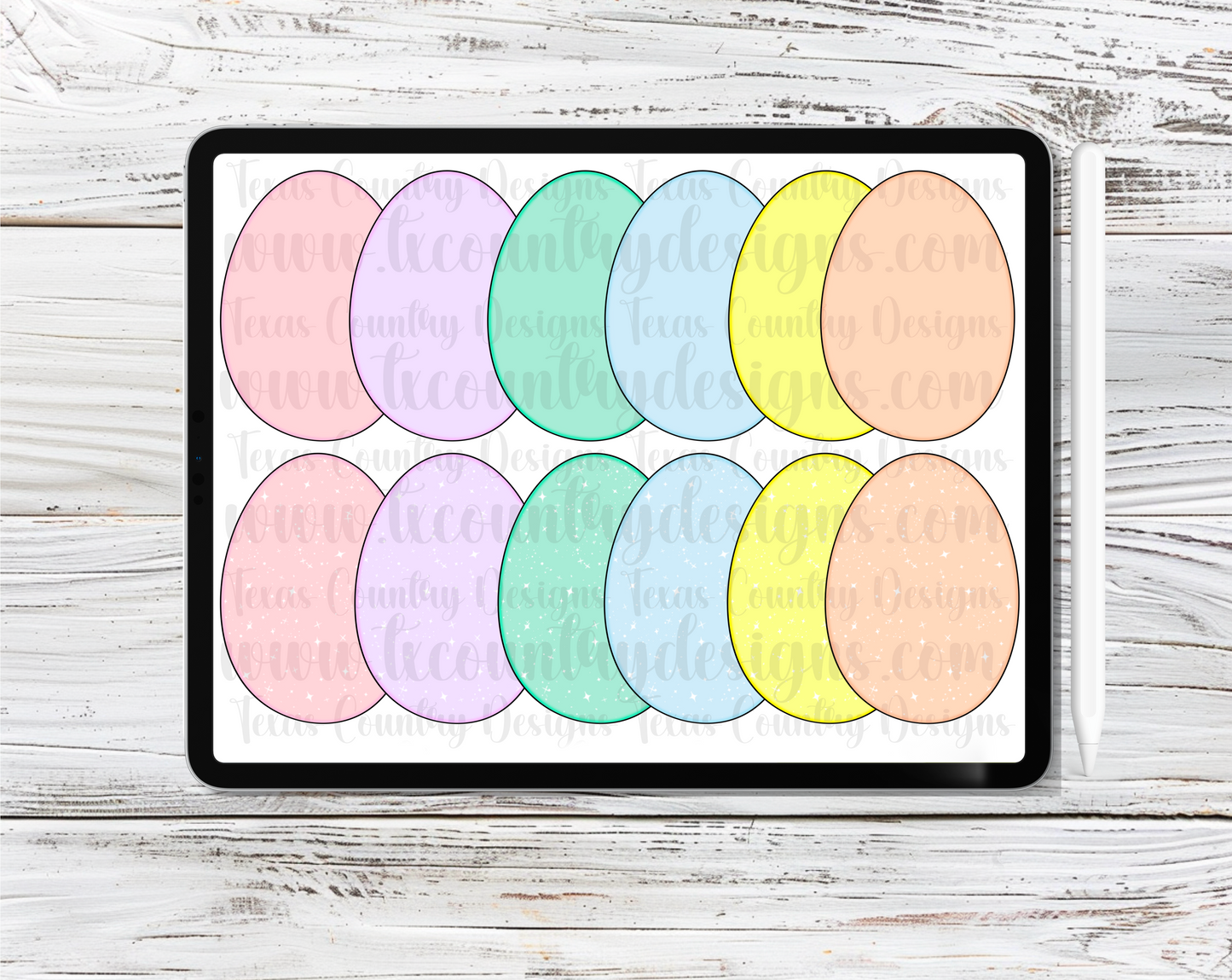 Easter Eggs Pastel & Stars Clipart Set