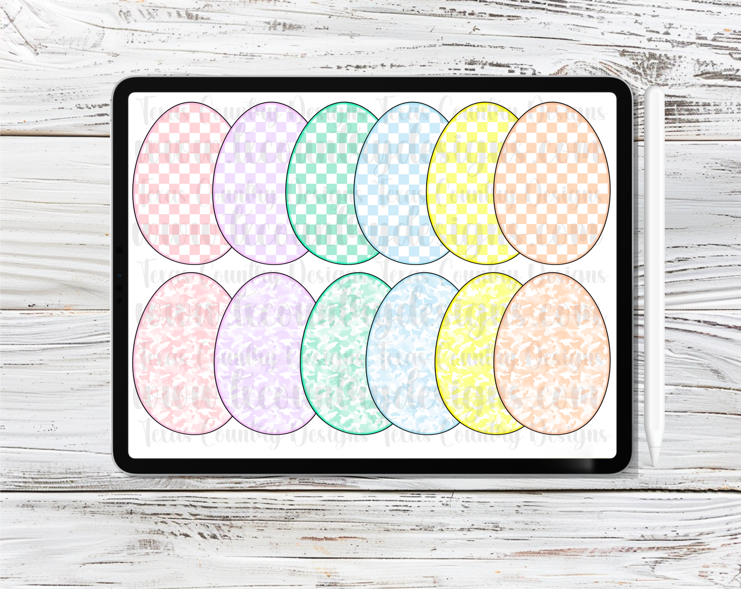 Easter Eggs Checkered & Camo Clipart Set
