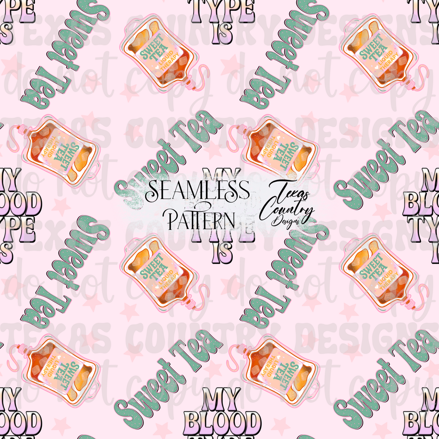 My Blood Type Is Sweet Tea Pink Seamless
