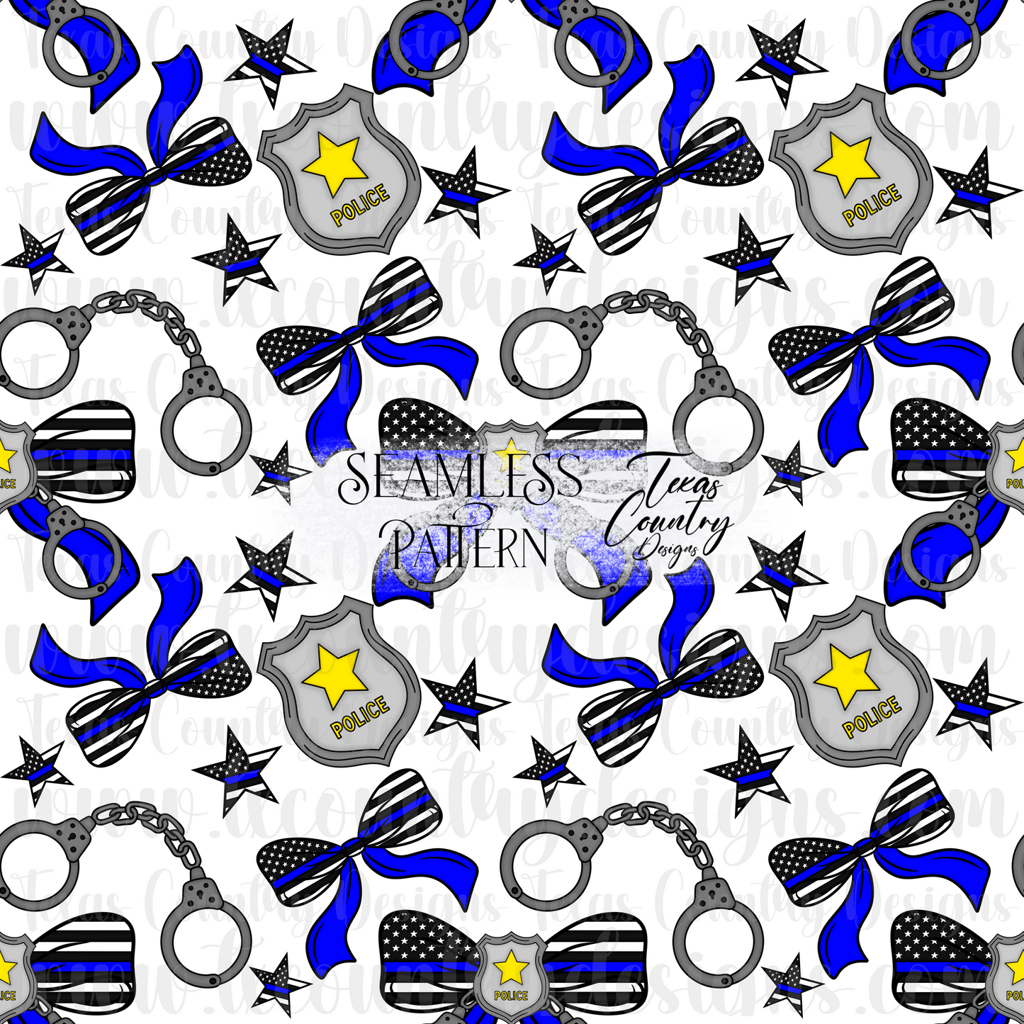 Police Ribbon Bow Seamless White