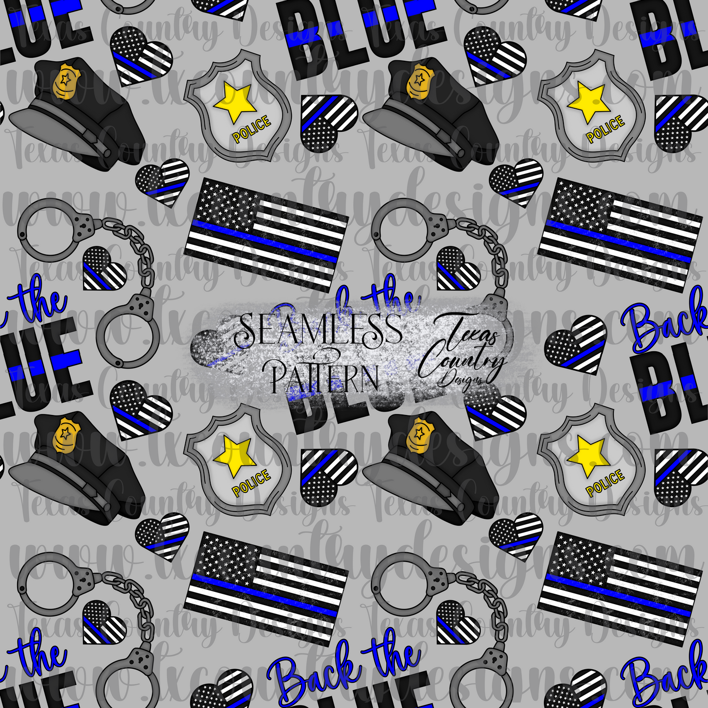 Back The Blue Hearts Seamless Light Gray