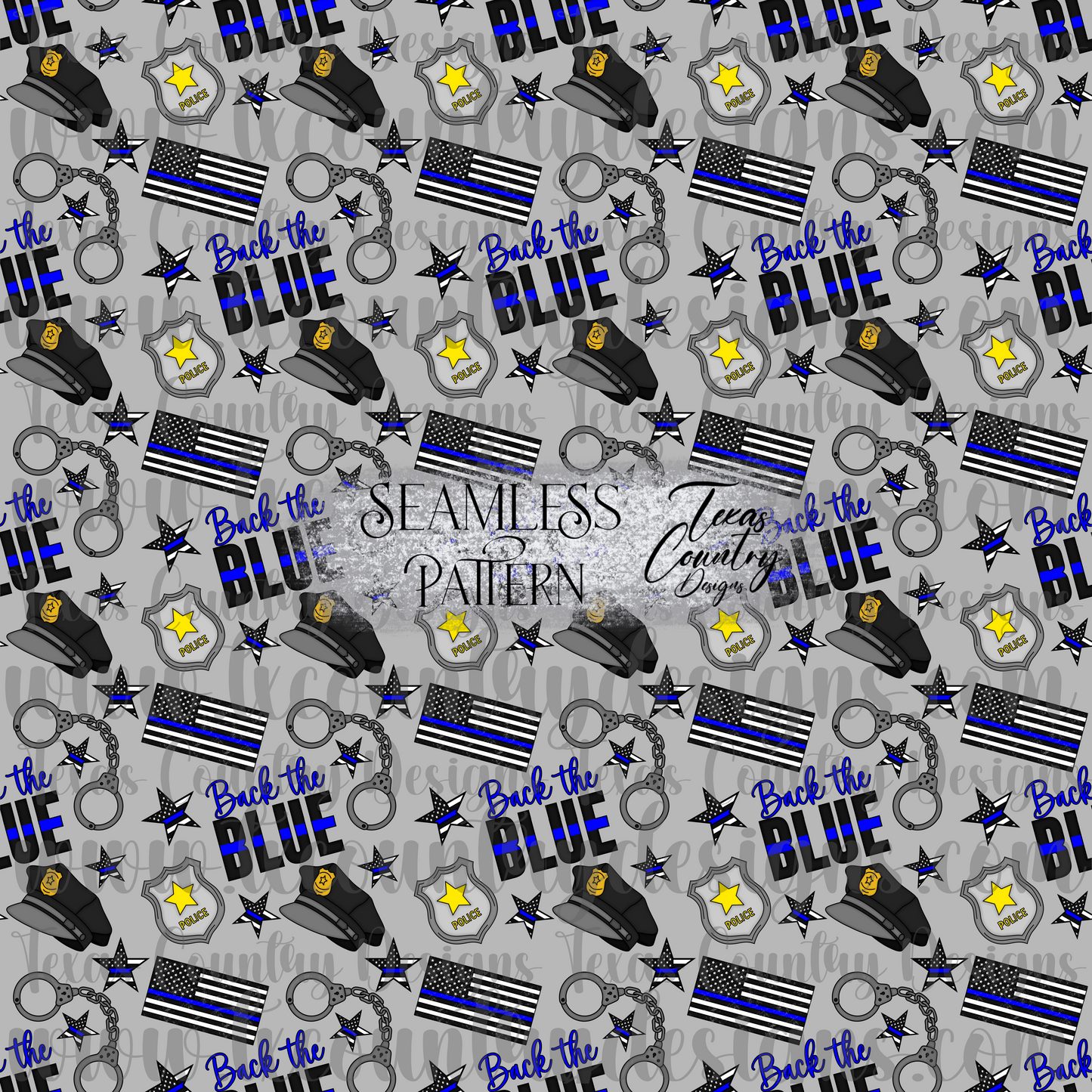 Back The Blue Stars Seamless Light Gray