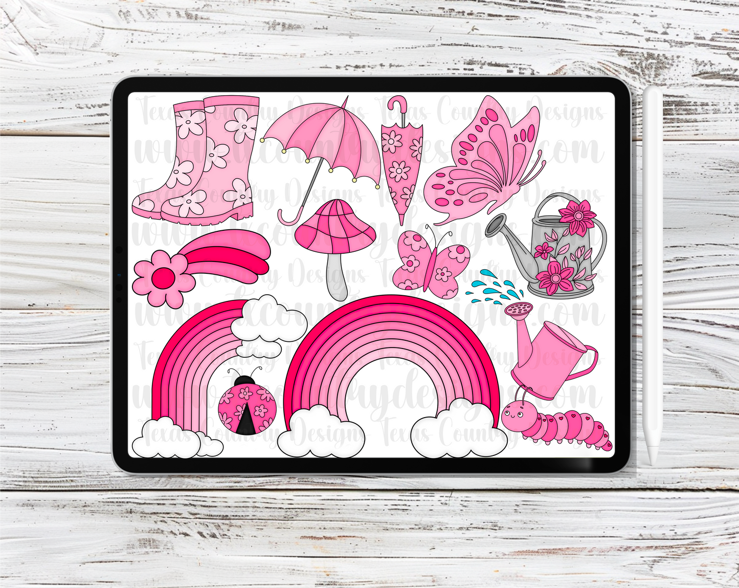 Spring Vibes Pink Clipart Set