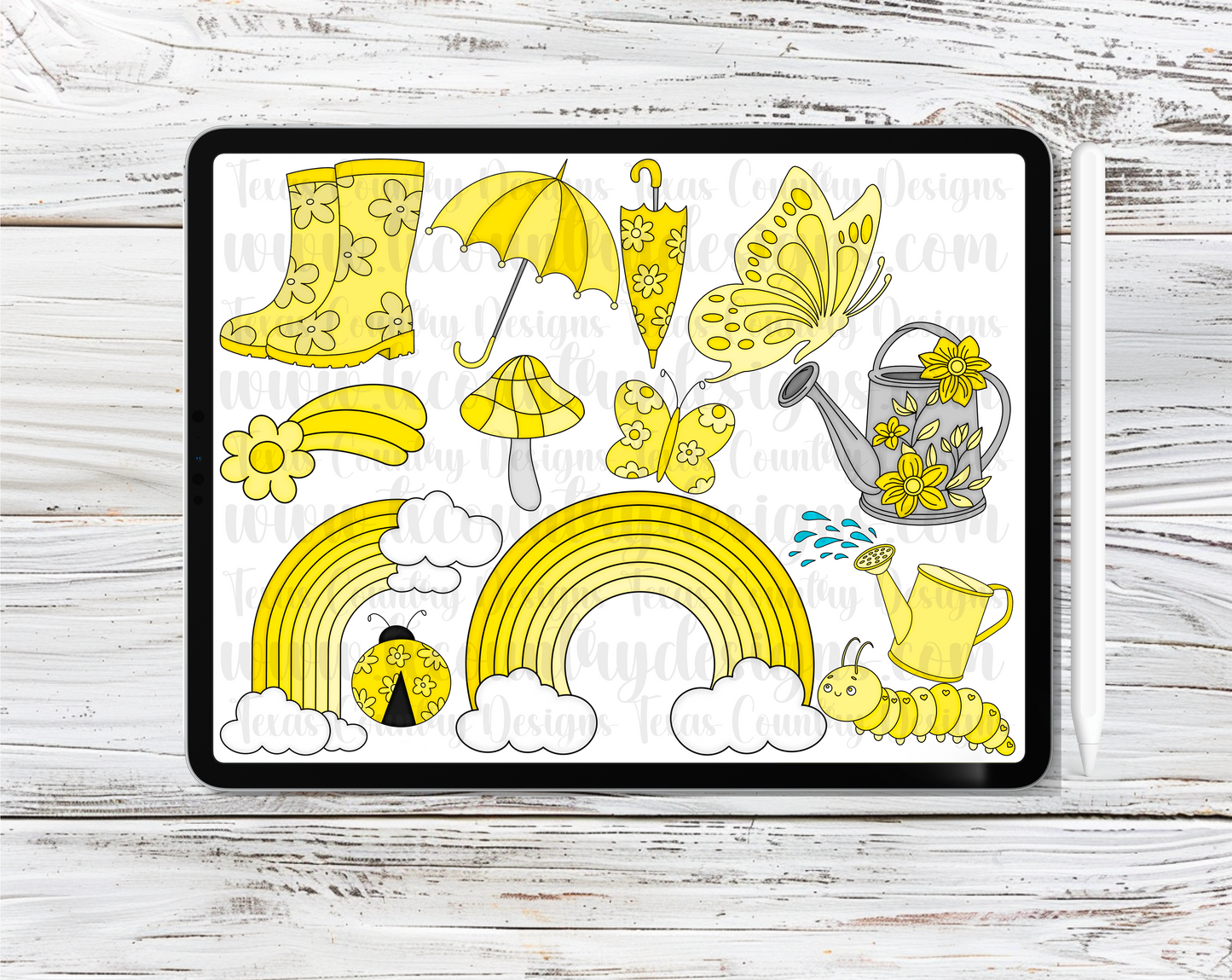 Spring Vibes Yellow Clipart Set