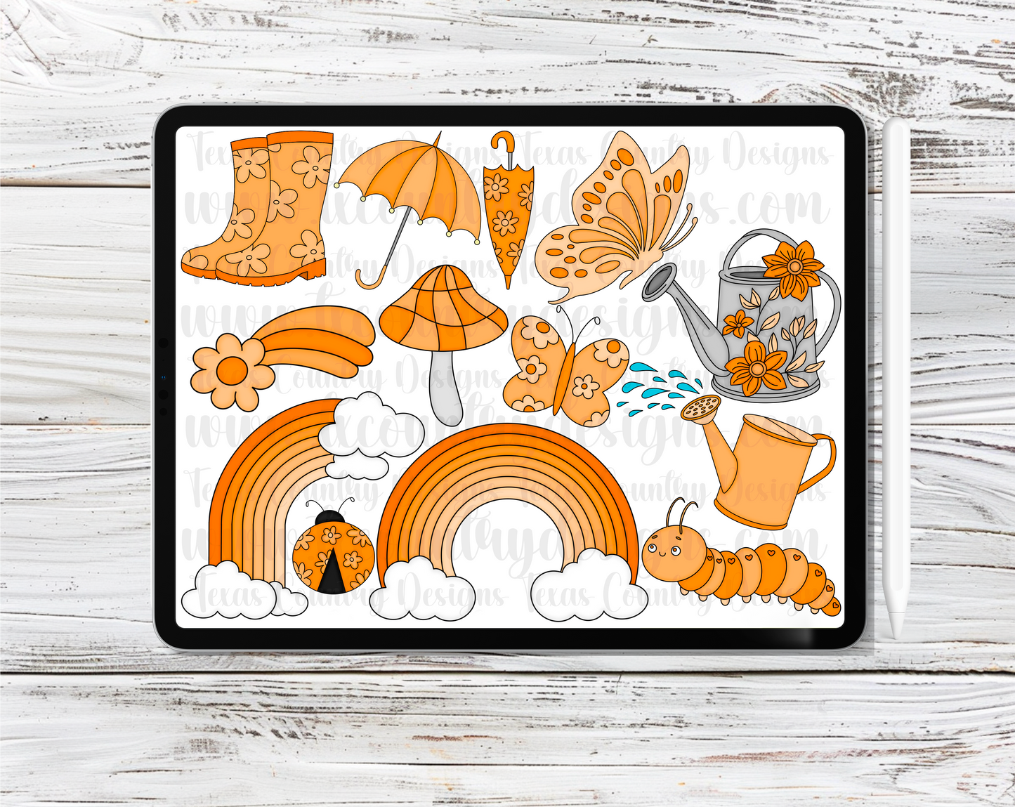 Spring Vibes Orange Clipart Set