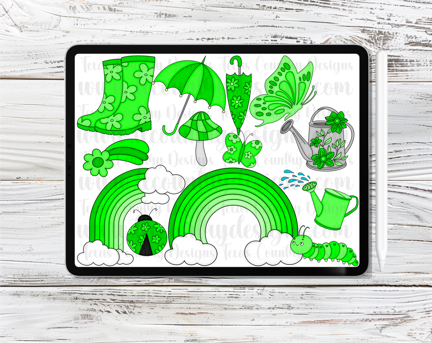 Spring Vibes Green Clipart Set
