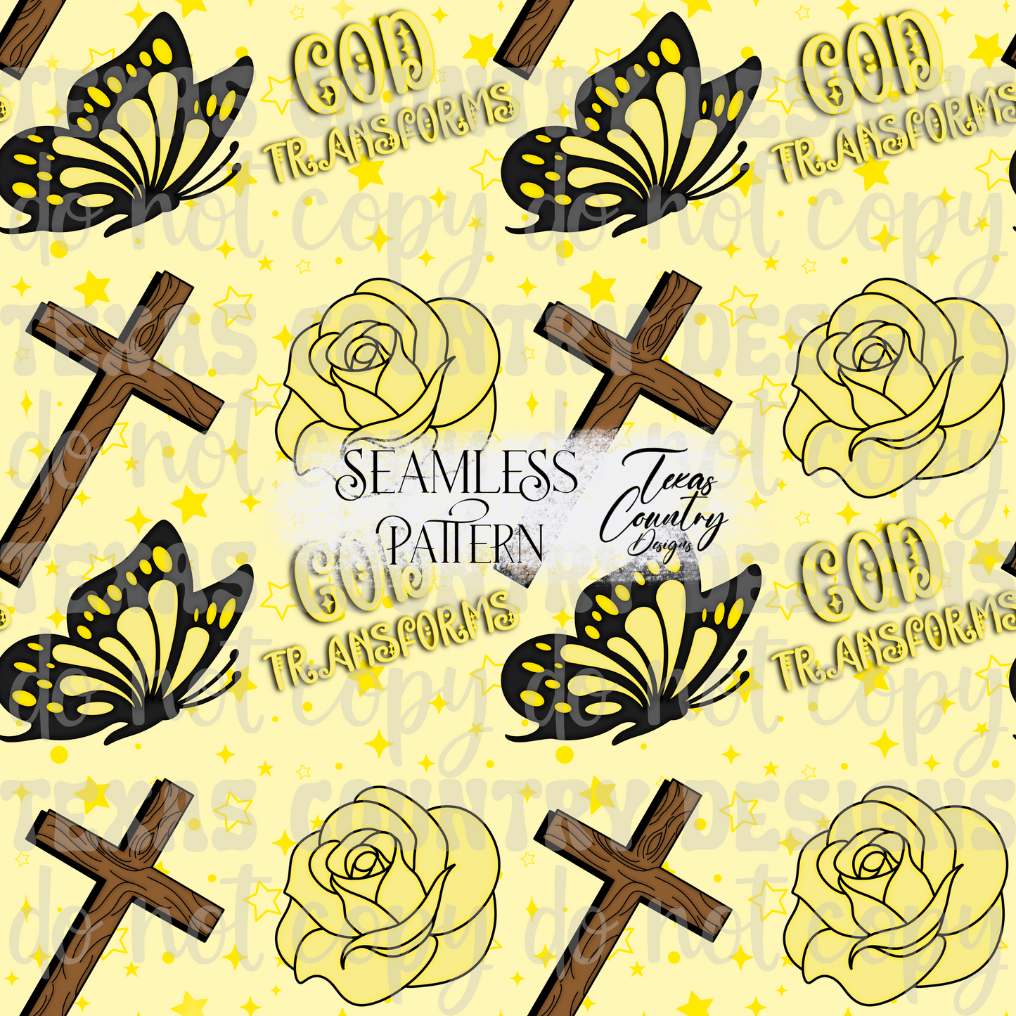 God's Unfailing Love Transforms Us Yellow Seamless