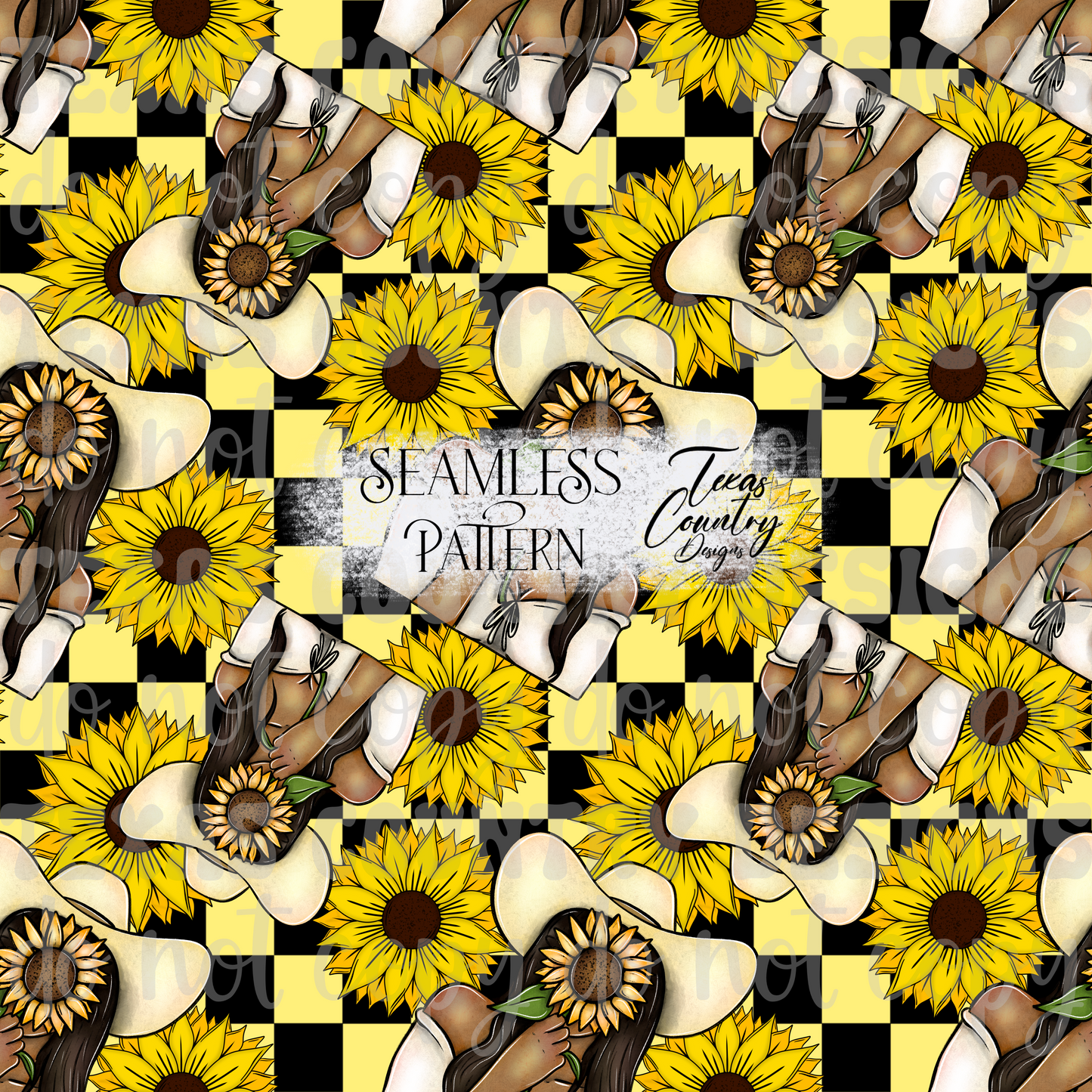 She Belongs Among The Wildflowers Dark Brown Checkered Seamless