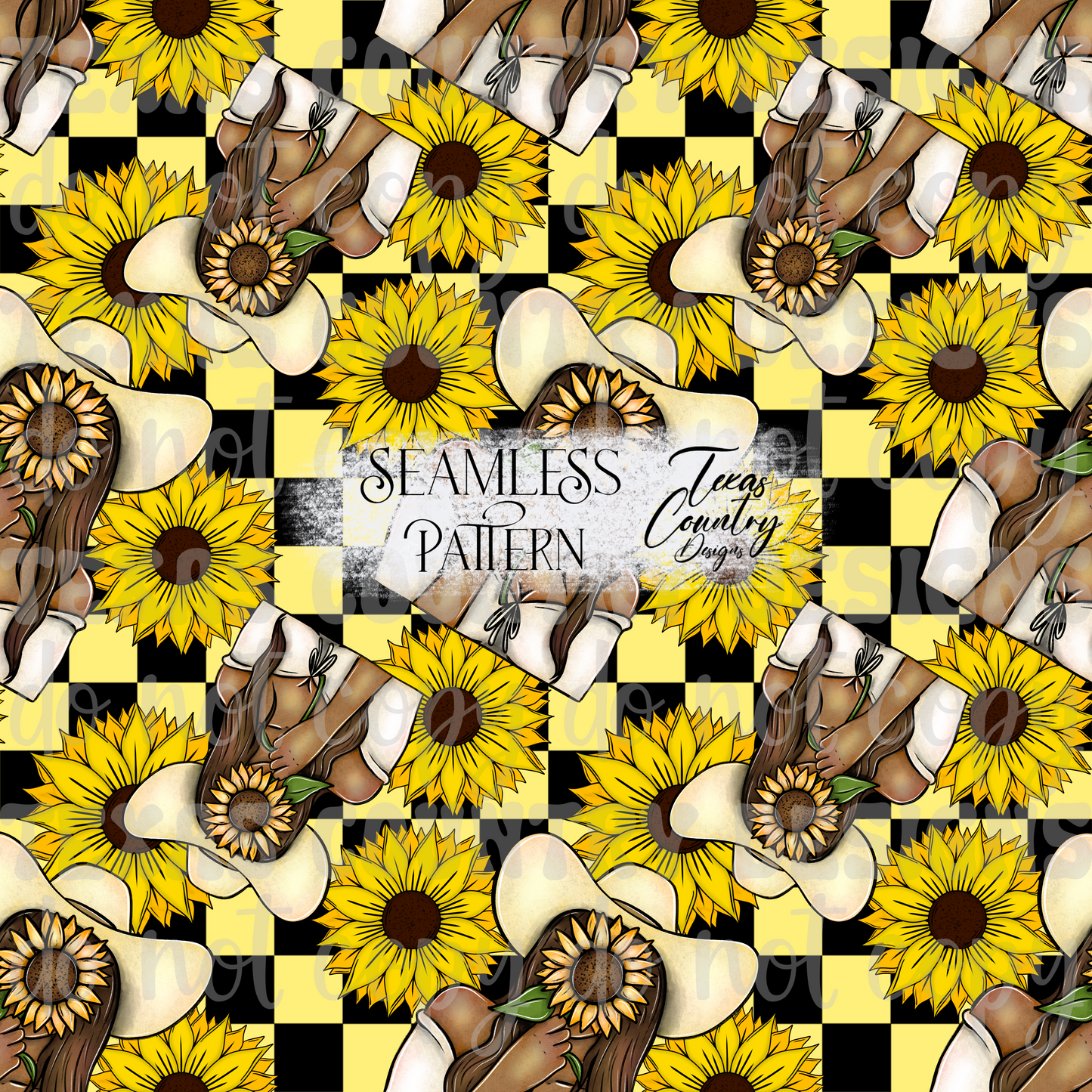She Belongs Among The Wildflowers Light Brown Checkered Seamless
