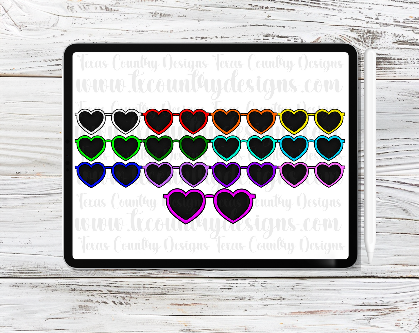 Heart Sunglasses Clipart Set