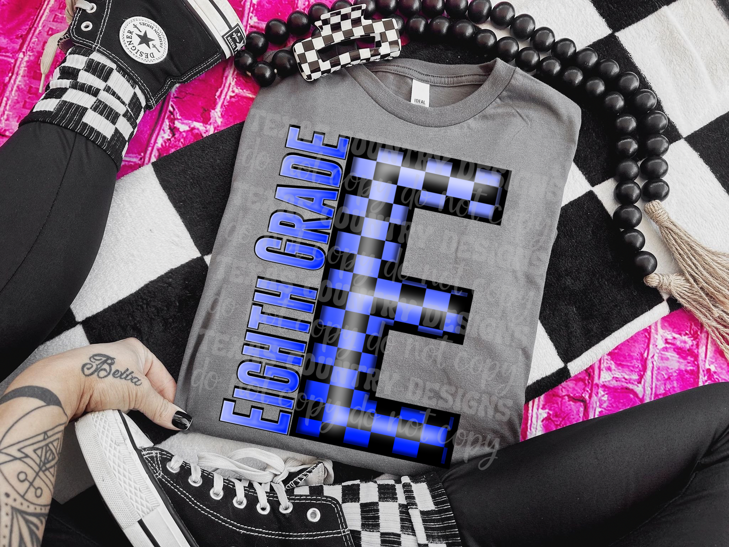 School Grades Blue Checkered